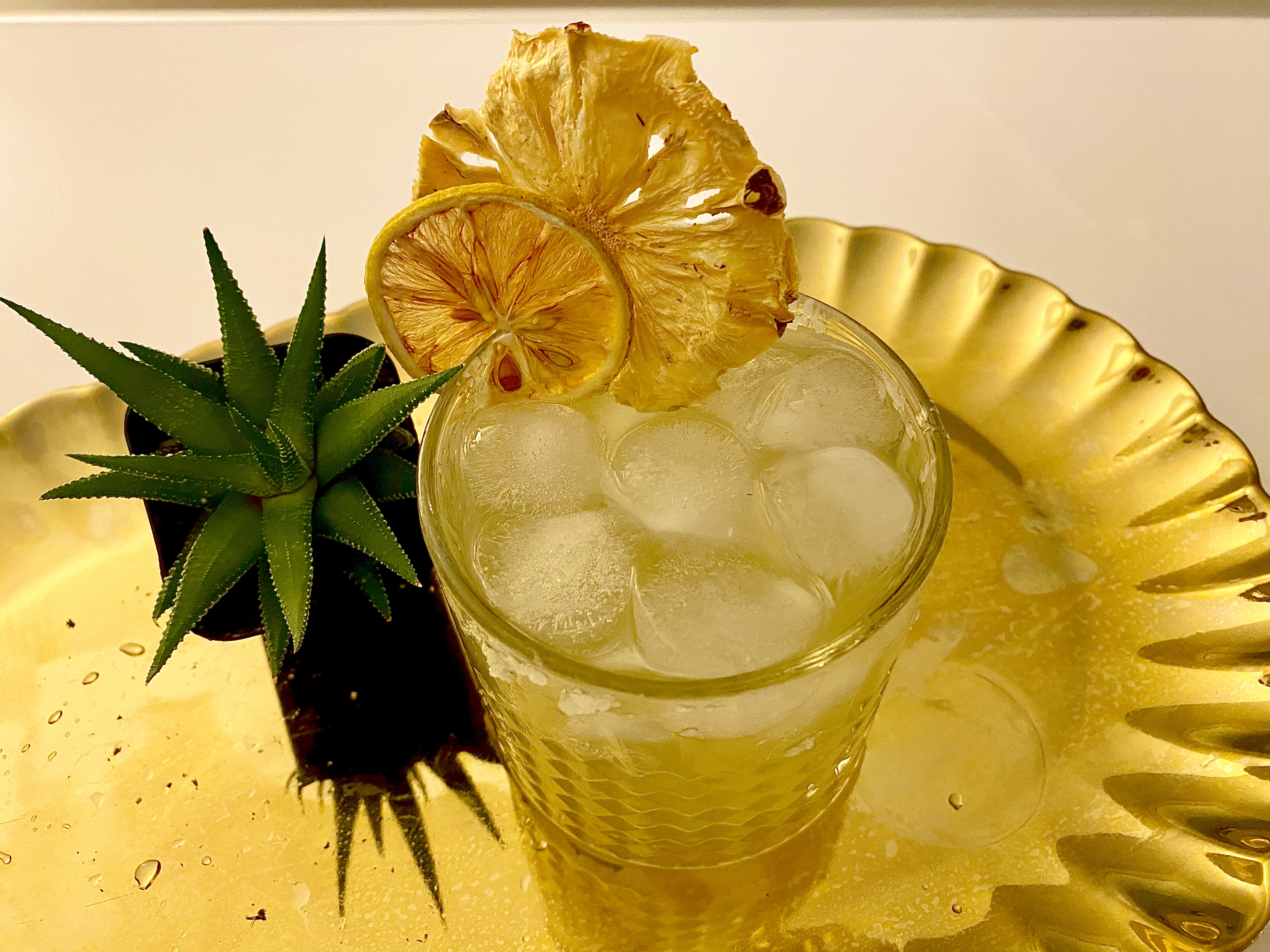 Drink on gold plate